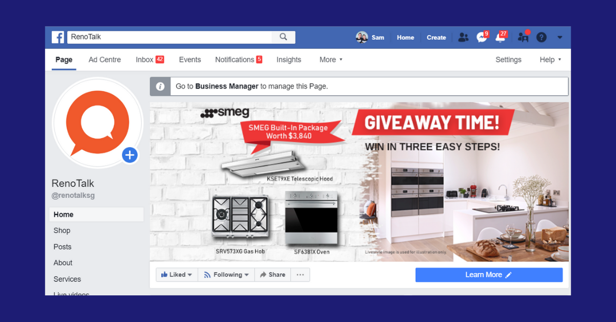 Renotalk Facebook Cover Ad Purchase